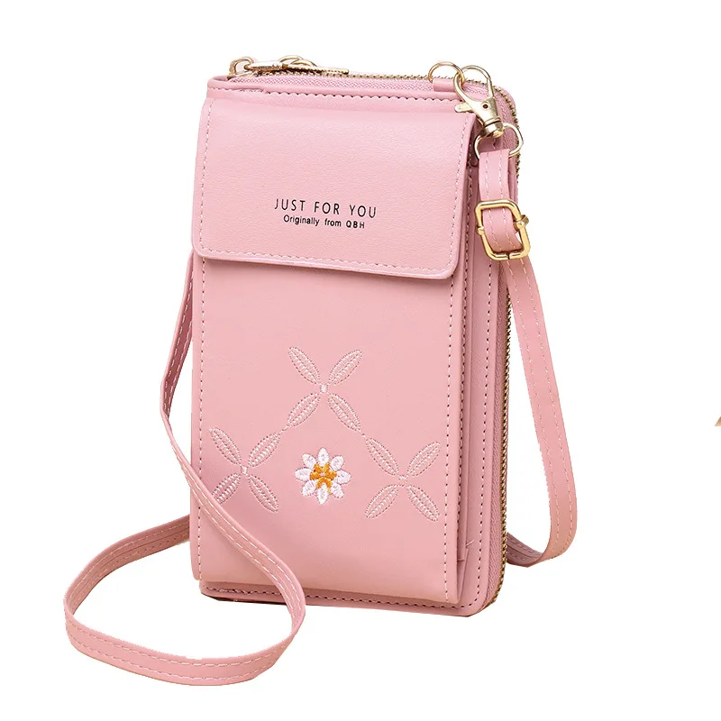 

TRAVEASY 2024 Fashion PU Leather Cell Phone Bags Women Large-capacity Flower Embroidery Small Handbags Female Shoulder Bags