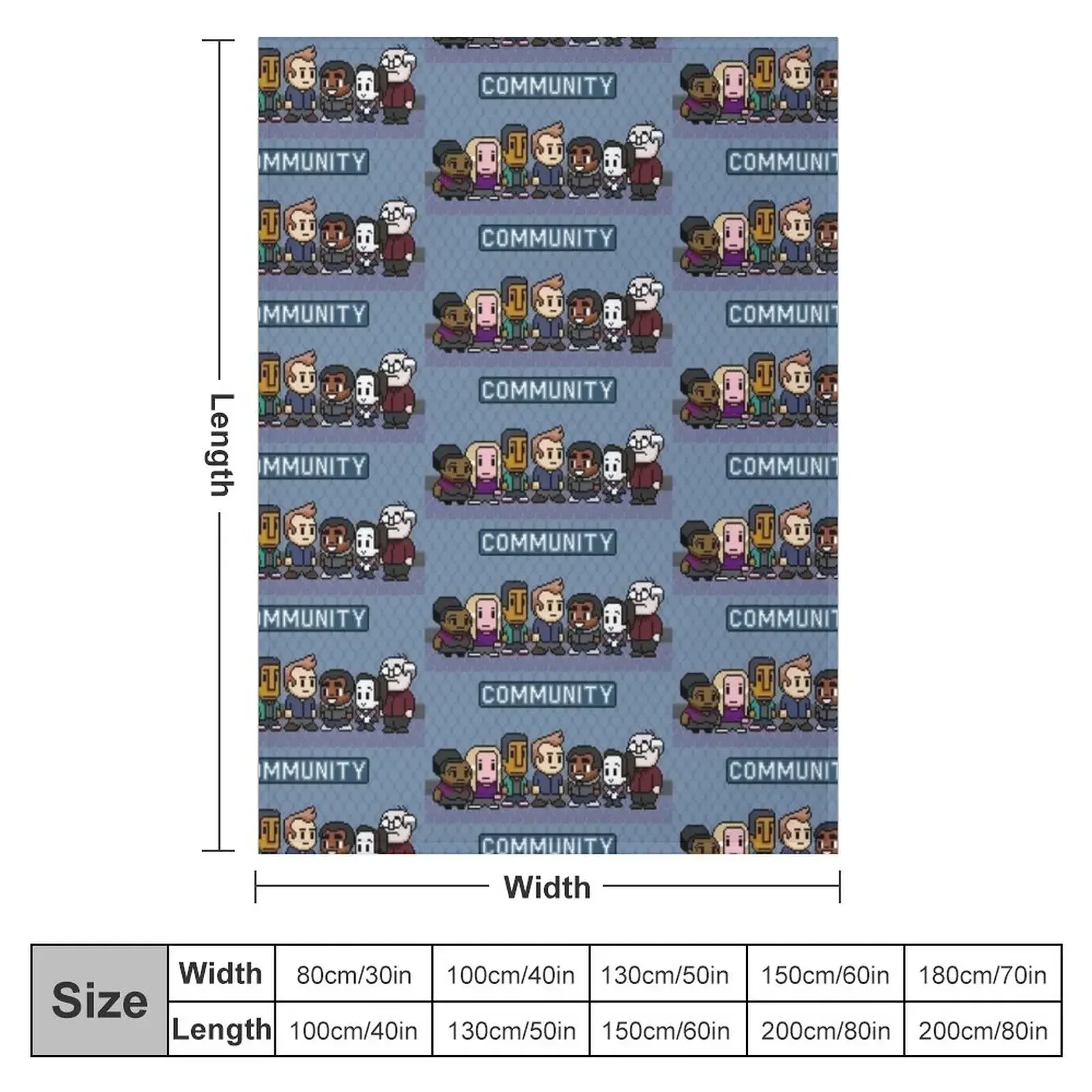 New Community characters in 8-bit Throw Blanket couch cozy soft plush fuzzy picnic outdoor blanket