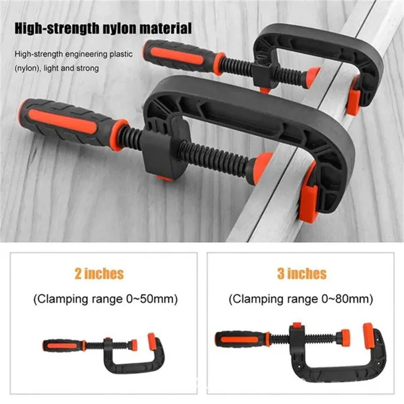 2pcs Woodworking Spring Clamps With Powerful Clamping Force Reinforced Plastic Nylon Clamps Jaw Opening Clamps For Gluing Crafts