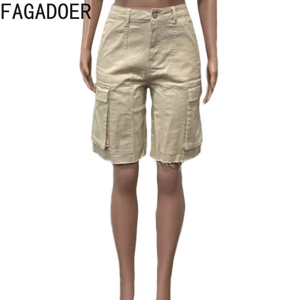 FAGADOER Vintage Fashion Camouflage Patchwork Denim Pants Women Cargo Pocket Straight Leg Loose Pants Female Streetwear Bottoms