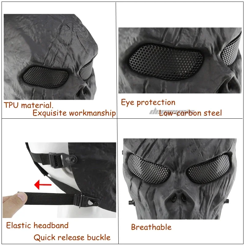 Máscara facial completa de paintball tático proteção airsoft tiro crânio máscara segurança ao ar livre caça cs wargame máscara facial