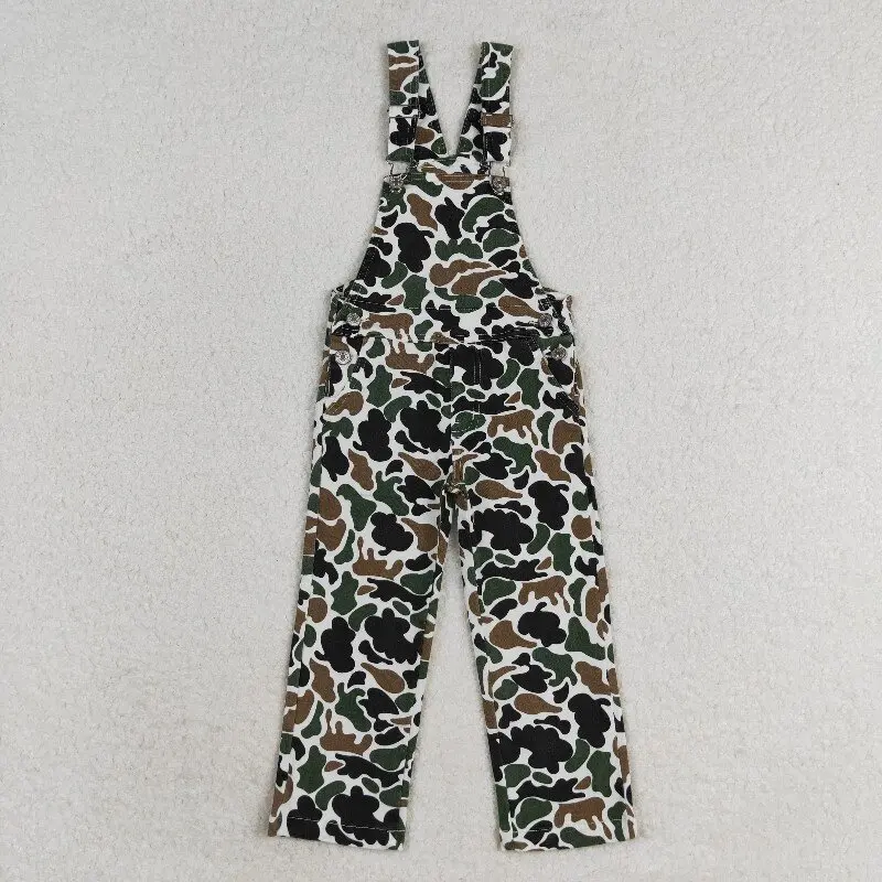 New rts baby boy overalls suit wholesale boutique hunting camo duck brown top green camouflage denim overalls suit