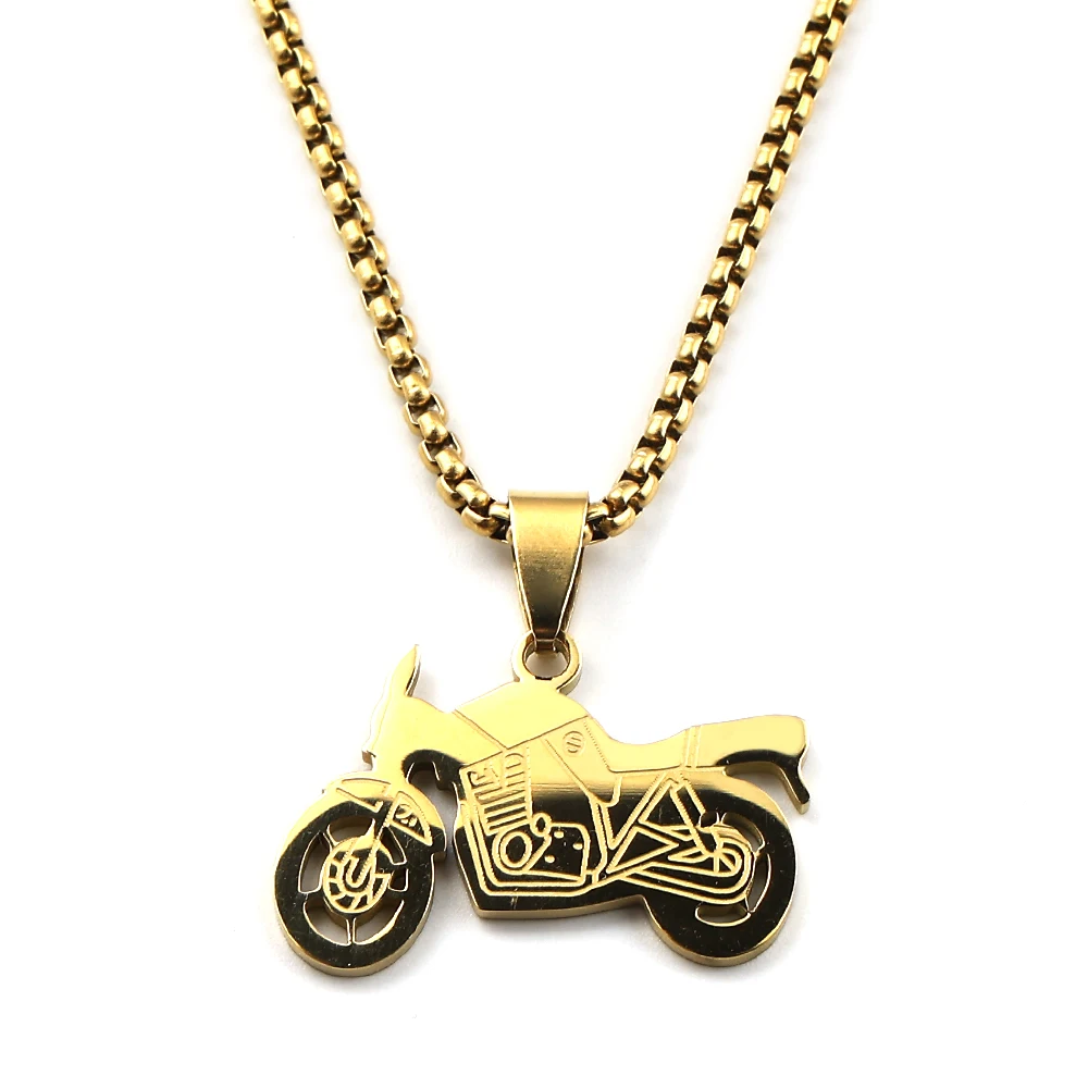 Retro Motorrad Straßenfahrzeug Anhänger Halskette für Damen und Herren, Edelstahl, silberfarben, Hip-Hop Punk Kette, Schmuckgeschenke – Detail 7