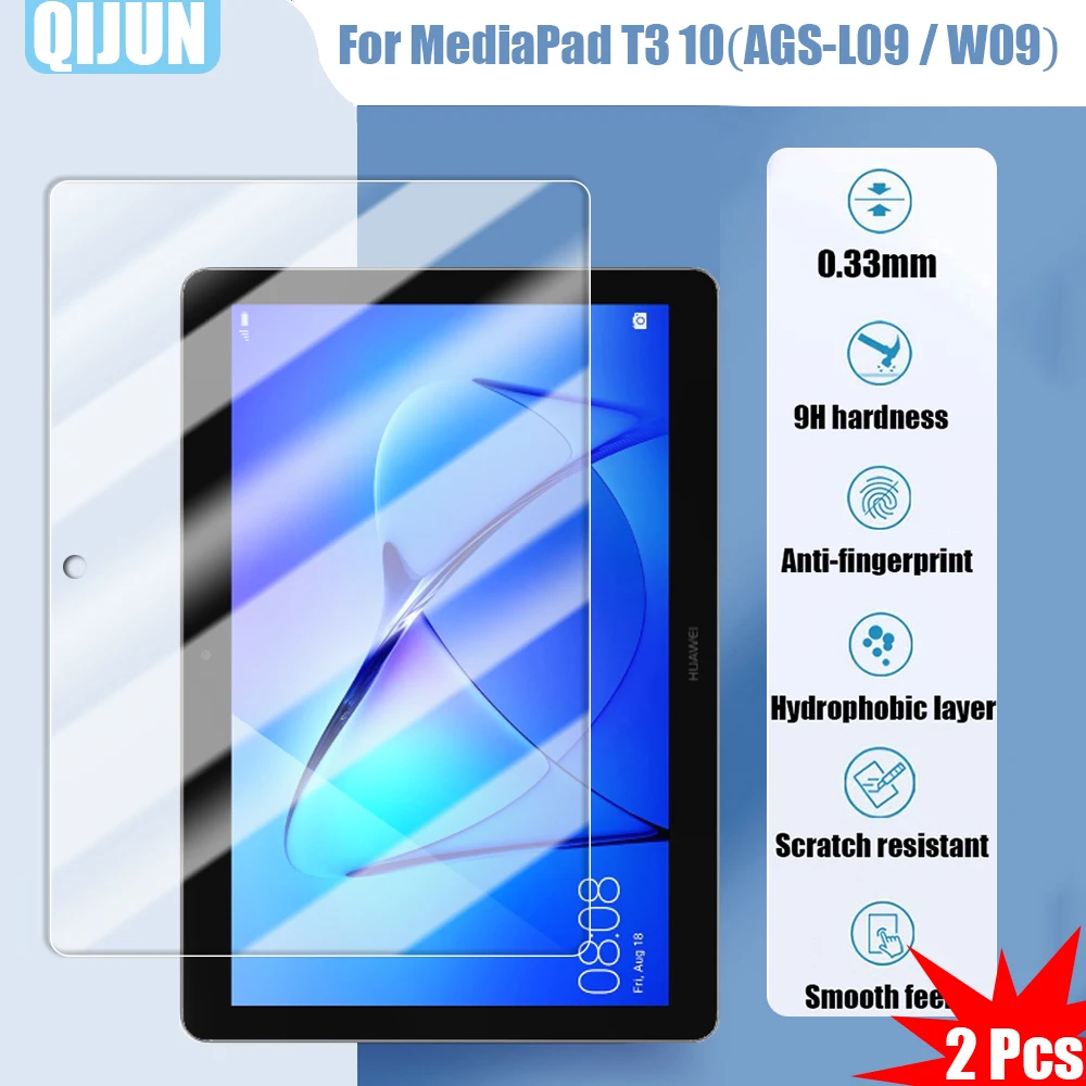 

Tablet Tempered glass film For Huawei MediaPad T3 10 9.6" Explosion proof and scratch resistant waterpro 2 Pcs AGS-W09 L09 L03