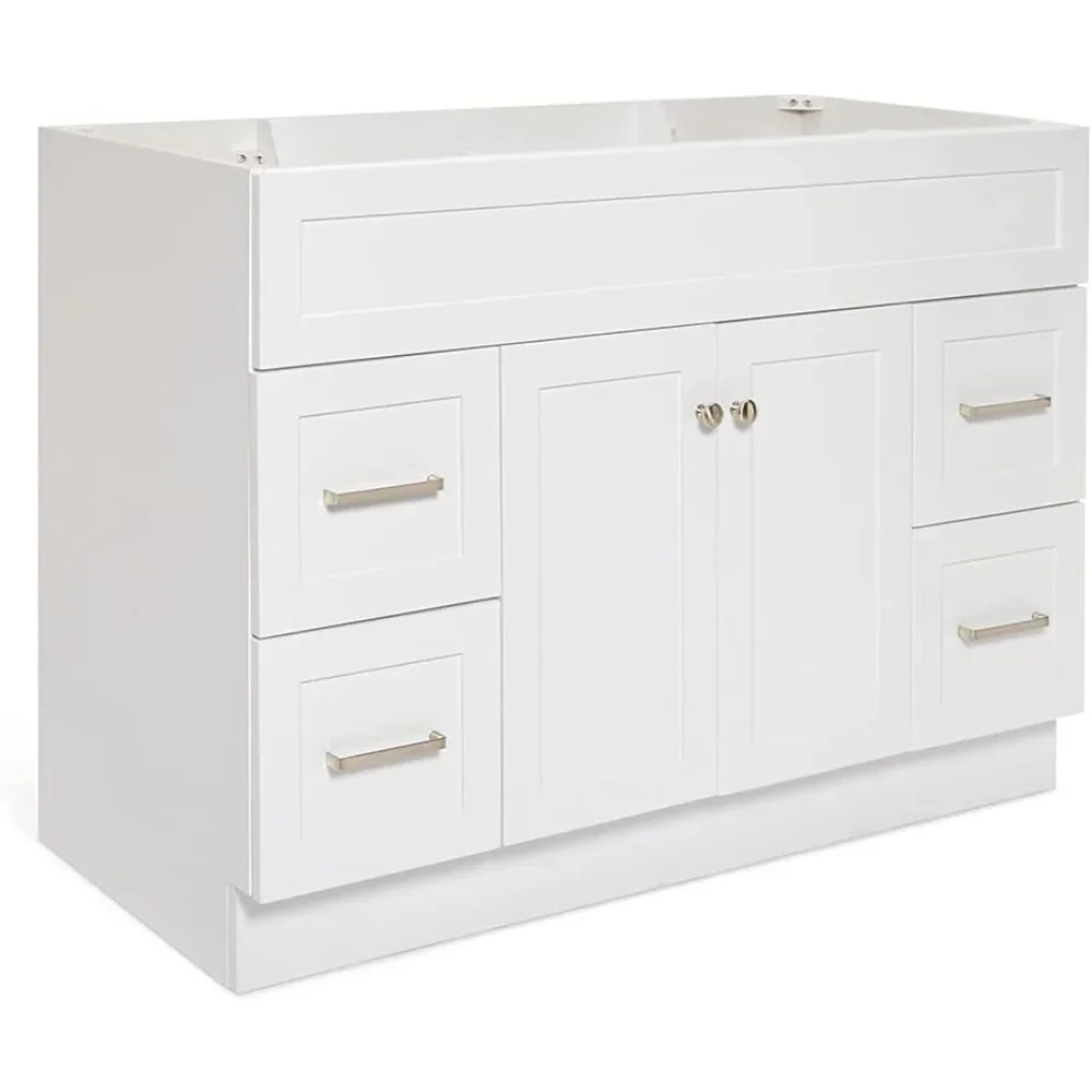 Single Sink Bathroom Vanity Base Cabinet in with 2 Soft Closing Doors and 4 Full Extension Dovetail Drawers, Built in Toe Kick