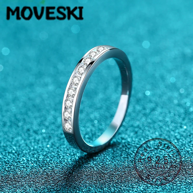 

Кольцо-полуободок из стерлингового серебра 925 пробы с муассанитом, штабелируемое, для помолвки и свадьбы, изысканное ювелирное украшение для женщин