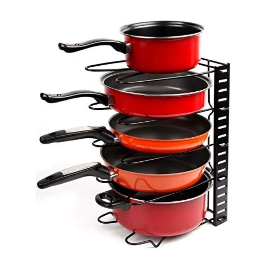 Estante ajustable para ollas y sartenes para cocina, estante ajustable en altura, utensilios de cocina, gabinete de almacenamiento y sartenes de despensa y tapa para ollas Ho