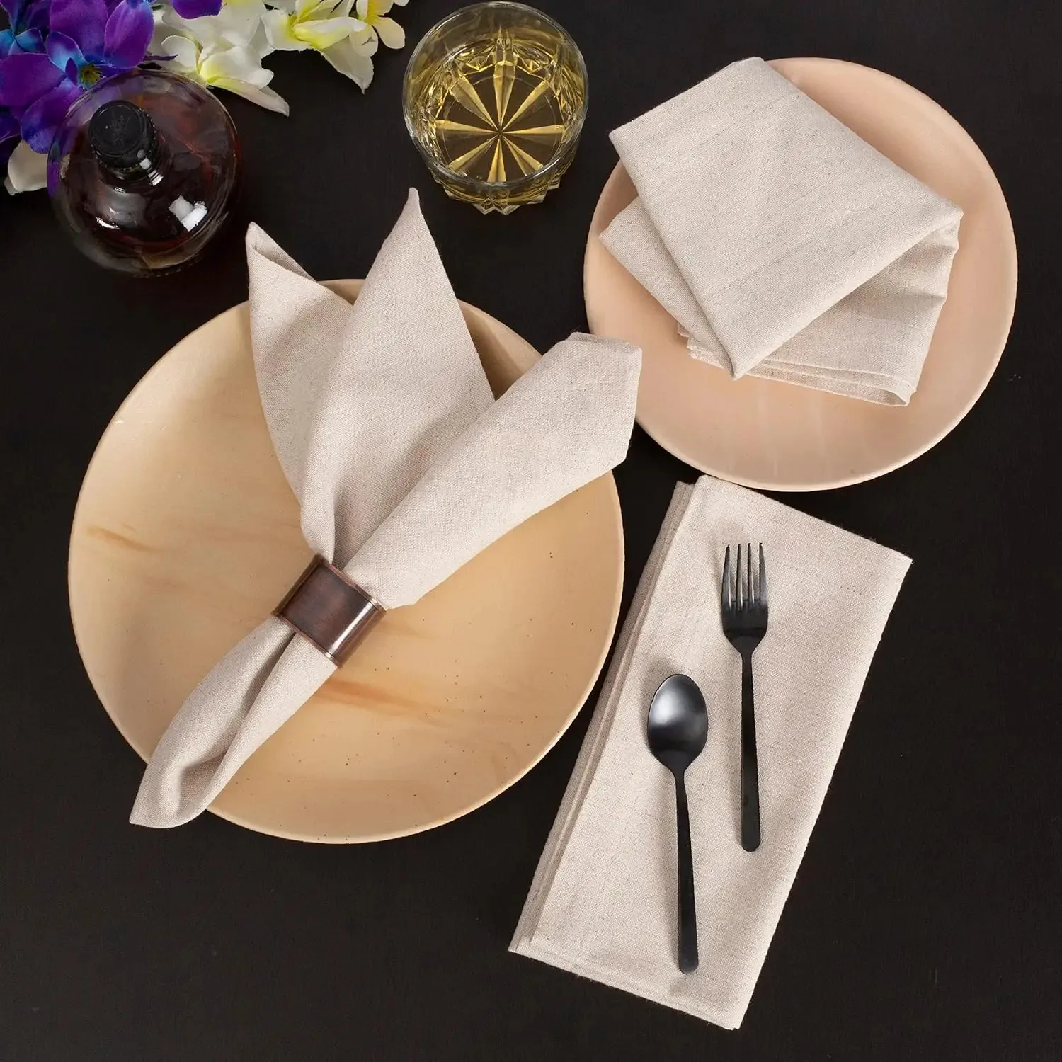 12 Pieces 100% Linen Dinner Napkins Soft Absorbent Nature Napkin Comfortable for Events And Regular Use