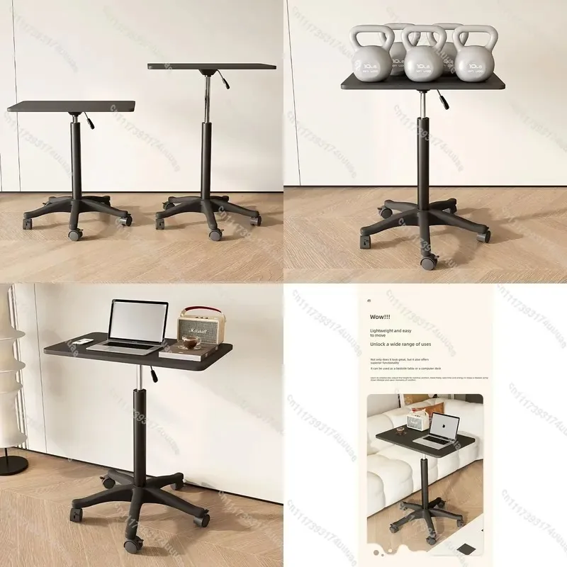 Adjustable Height Laptop Desk Small Mobile Side Table for Student Dormitory Study Bedside Nightstand Standing Computer