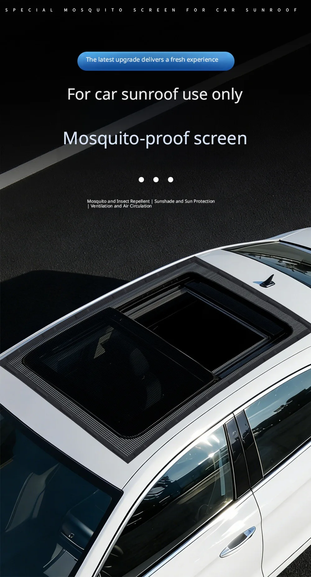 Auto-Sonnendach-Moskitonetz Magnetischer Fensterschutz Anti-Insekten-Netz für Auto-Camping Sonnendach-Abdeckung – Detail 1