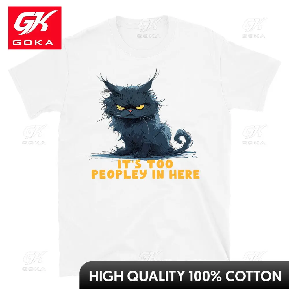 Angry Cat  Graphic T Shirts Mens Clothing New in Tops & Tees Cotton Women Printed T-shirt Y2K Clothes Cute Funny Tshirt