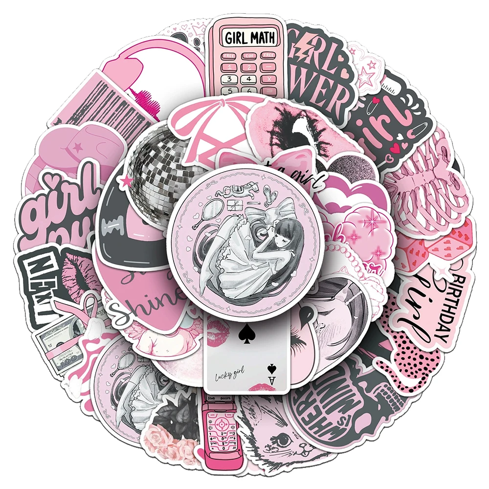 

10/30/50pcs Cartoon Pink Y2K Girls Series Stickers Cute Ins Style Aesthetic Sticker Scrapbooking Suitcase Phone Graffiti Decals
