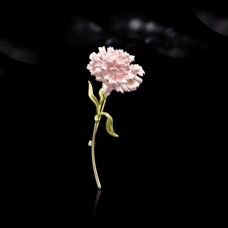 High end Enamel Carnation Flower Bouquet Brooch For Women Unisex Elegant Petal Plant Brooch Clothing Dress Office Accessory Gift