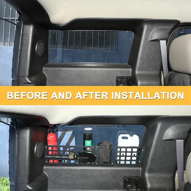 

2piece set For Hummer H2 2003-2007 Aluminum alloy black car trunk side window storage fence interior modification accessories