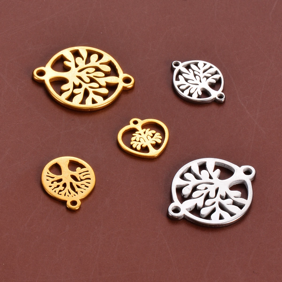 20 Stück/lot Edelstahl-Lebensbaum-Anhänger & Verbindungsstücke für Ohrringe, Halsketten, Armbänder, Zubehör für DIY-Schmuckherstellung – Detail 5