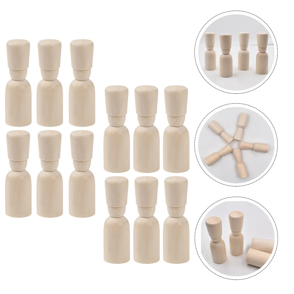 12 Pcs Painted Wooden DIY Graffiti Puppet Decorate Toy Matryoshka Painting Craft Puzzle Ornament