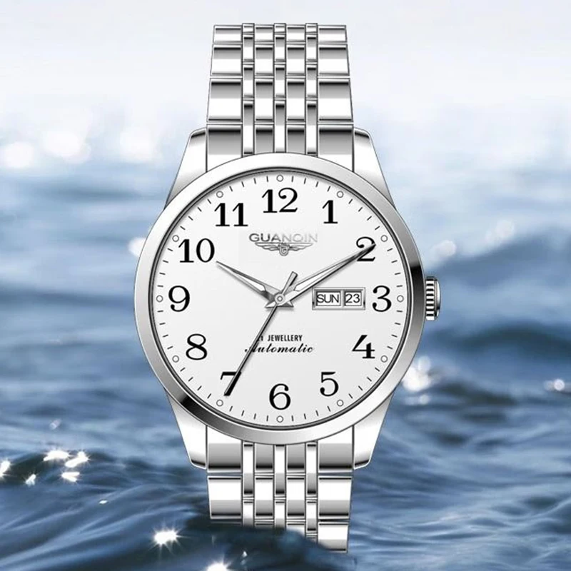 GUANQIN Mechanical Watches for Man Luxury Original Automatic Movement Sapphire Crystal Date Week Business Leisure  Waterproof