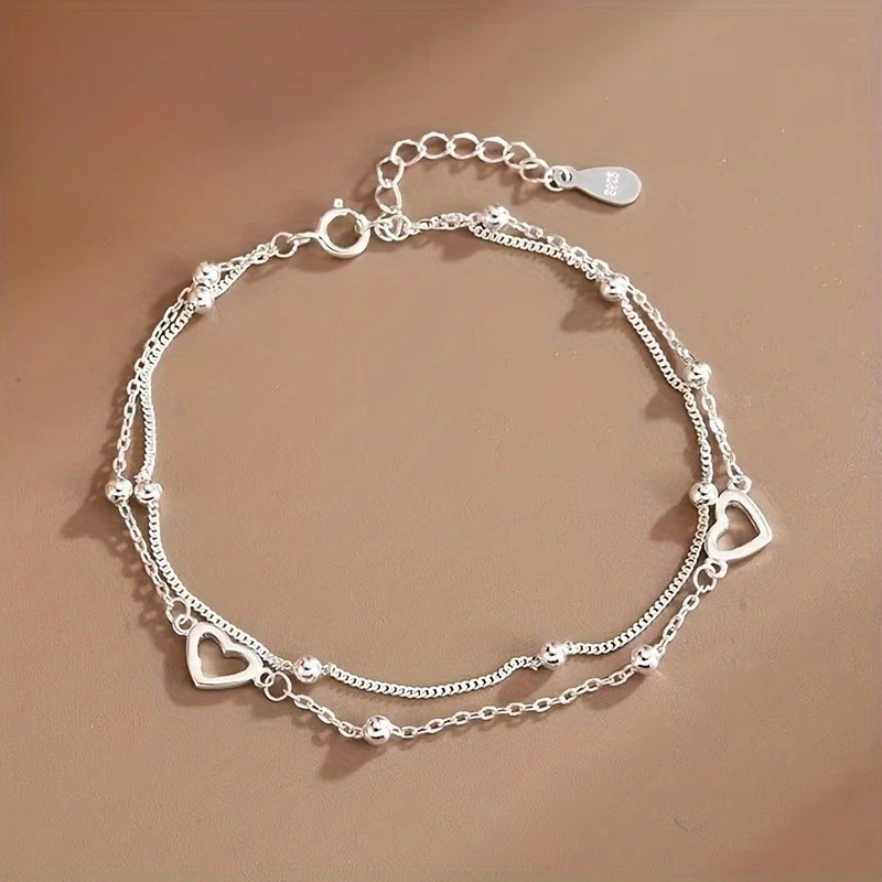 Fashion Trend Chain Love Beads Double Layers Bracelet, Women's Personalized Daily Hundreds of Accessories Gifts
