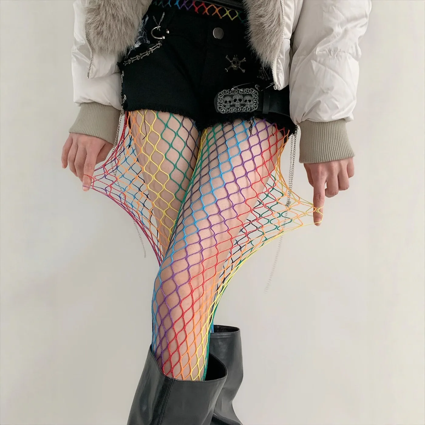 Fishnet Stockings Women Tights Pantyhose Color Gradient Sexy Hollow Pantyhose Lingerie Hosiery Thigh High Stockings Tights Women
