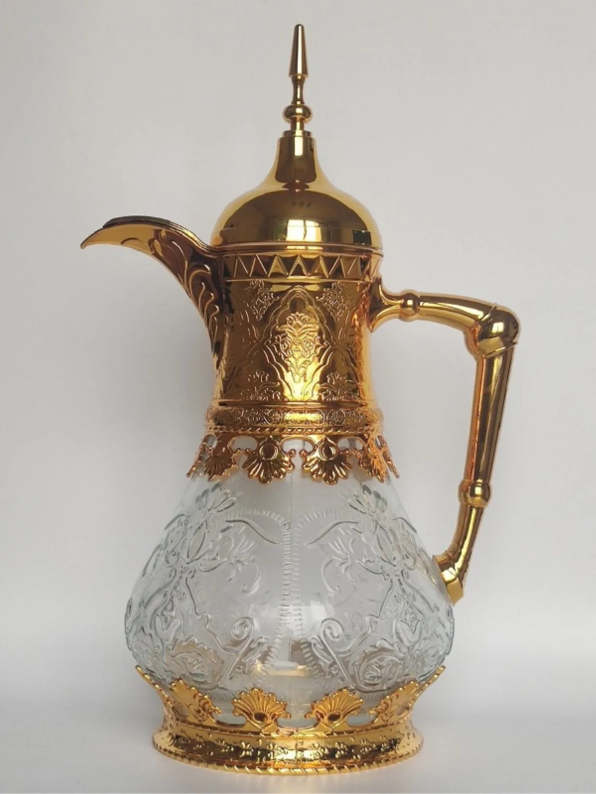 Arabic Style Glass Kettle Retro Carved Cold Water Bottle Leak Prevention Juice Drink Bottle Light Luxury Middle East Coffee Pot