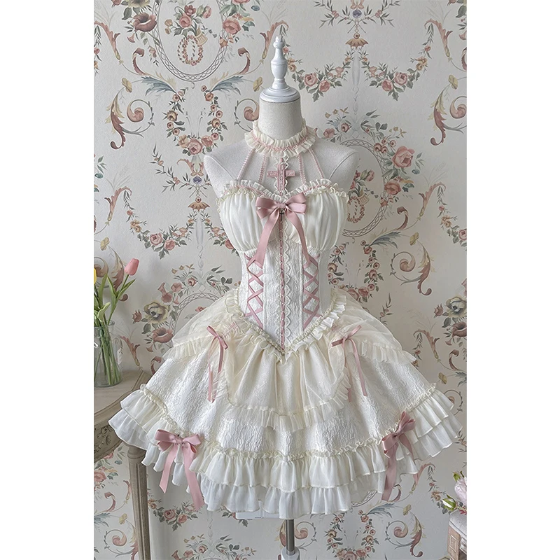 MEXZT Lolita Boog Mini Jurk Vrouwen Japanse Kawaii Cutecore Party Halter Jurken Zomer Y2K Harajuku Ruches Bodycon Vestidos Nieuwe - afbeelding 1