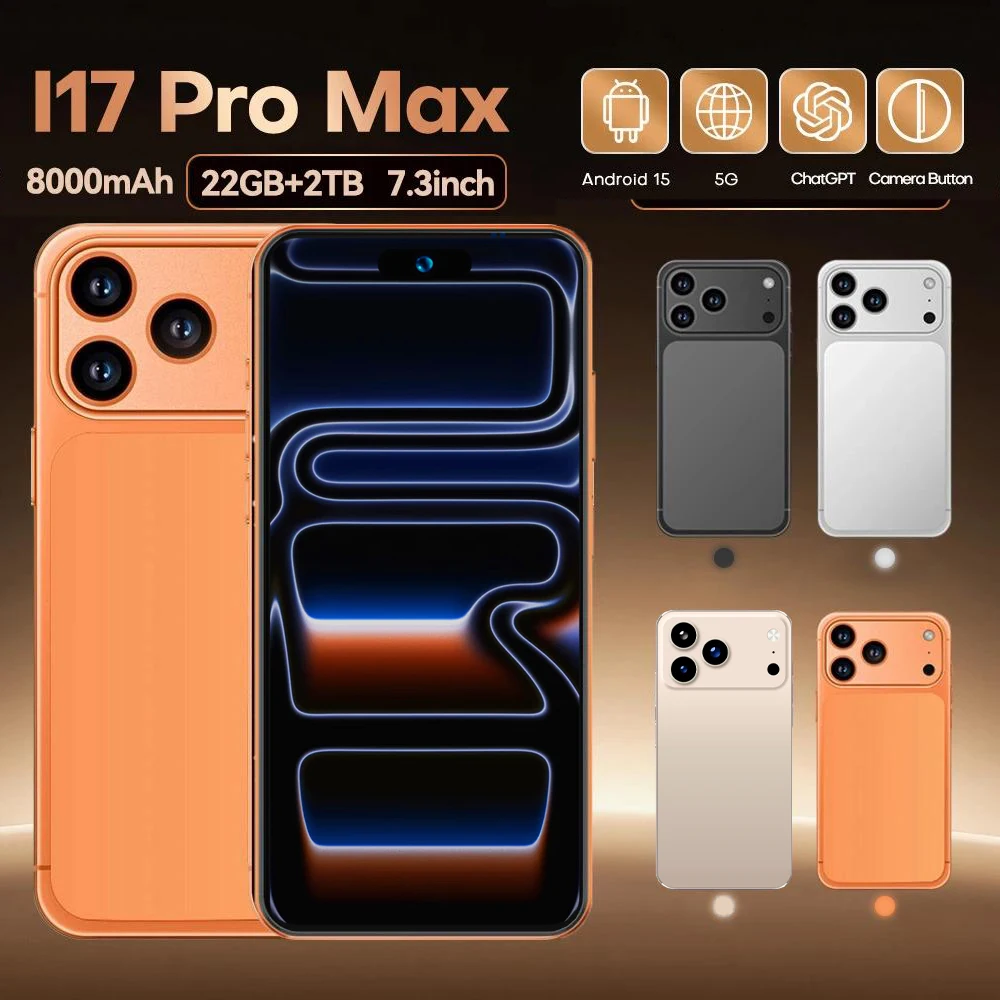 2026 Novo i17 Promax Pro original inteligente de alta qualidade com sistema 4G 5G dual chip dual standby versão global bateria de 8000mAh Chegada