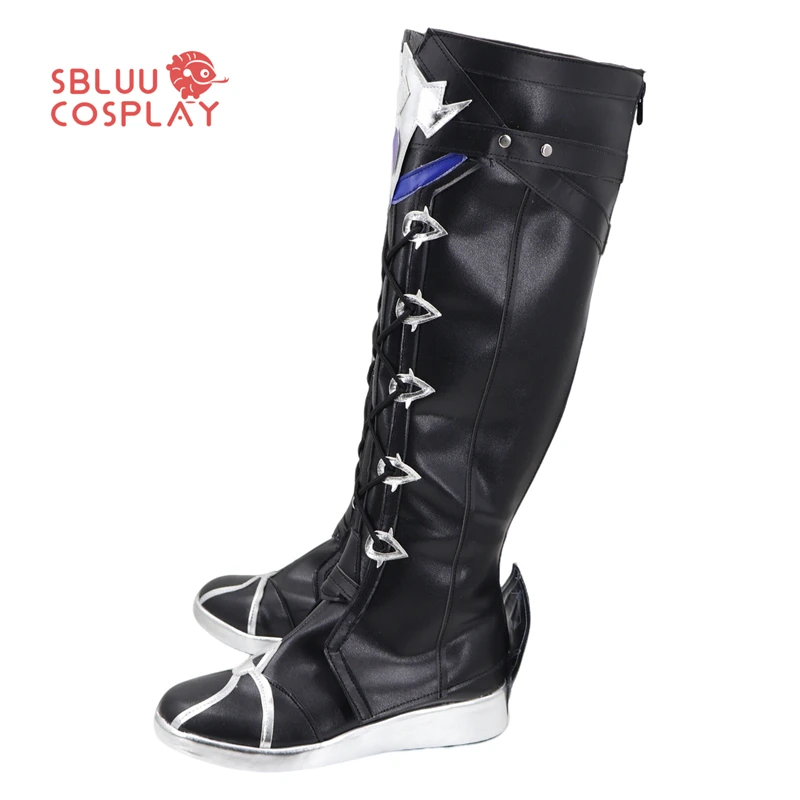 SBluuCosplay Genshin Impact Kyryll Chudomirovich Flins Scarpe Cosplay Stivali neri su misura Festa di Halloween