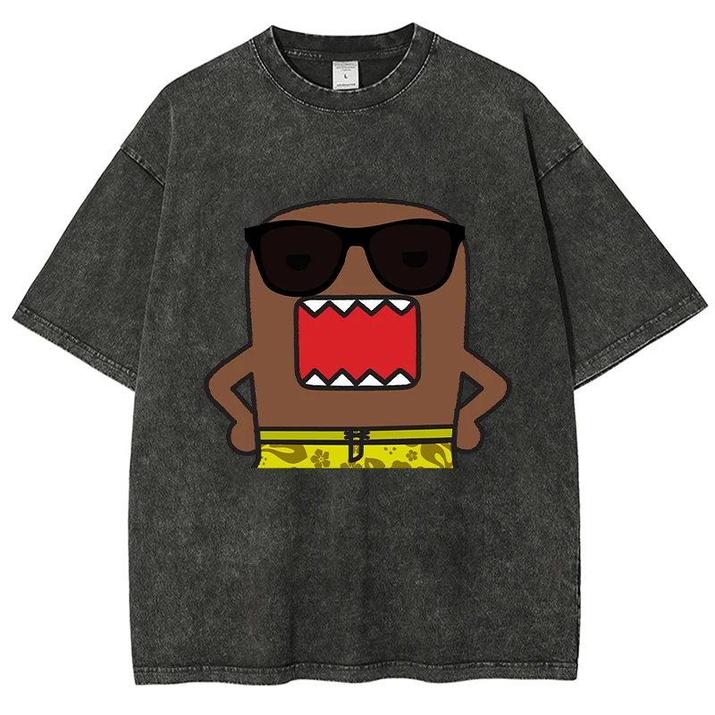 

Original Domo Glasses Funny Men Washed TShirts Women Summer Tops Fashion High Quality T-Shirt Casual Oversized Short Sleeve