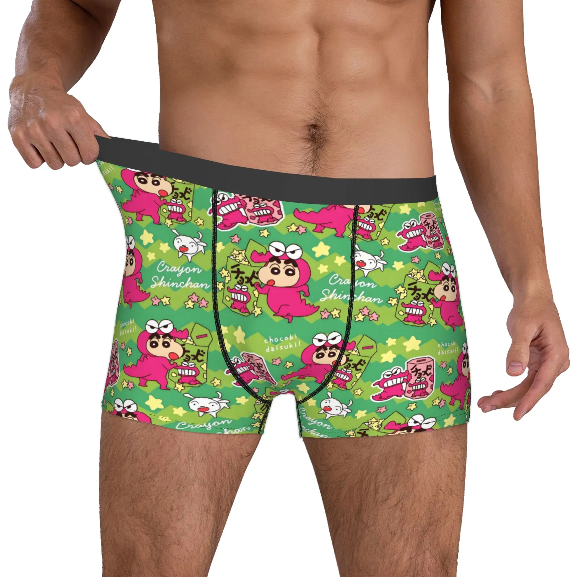 Calzoncillos tipo bóxer personalizados C-Crayones Shin-chanes para hombre, ropa interior cómica, calzoncillos divertidos