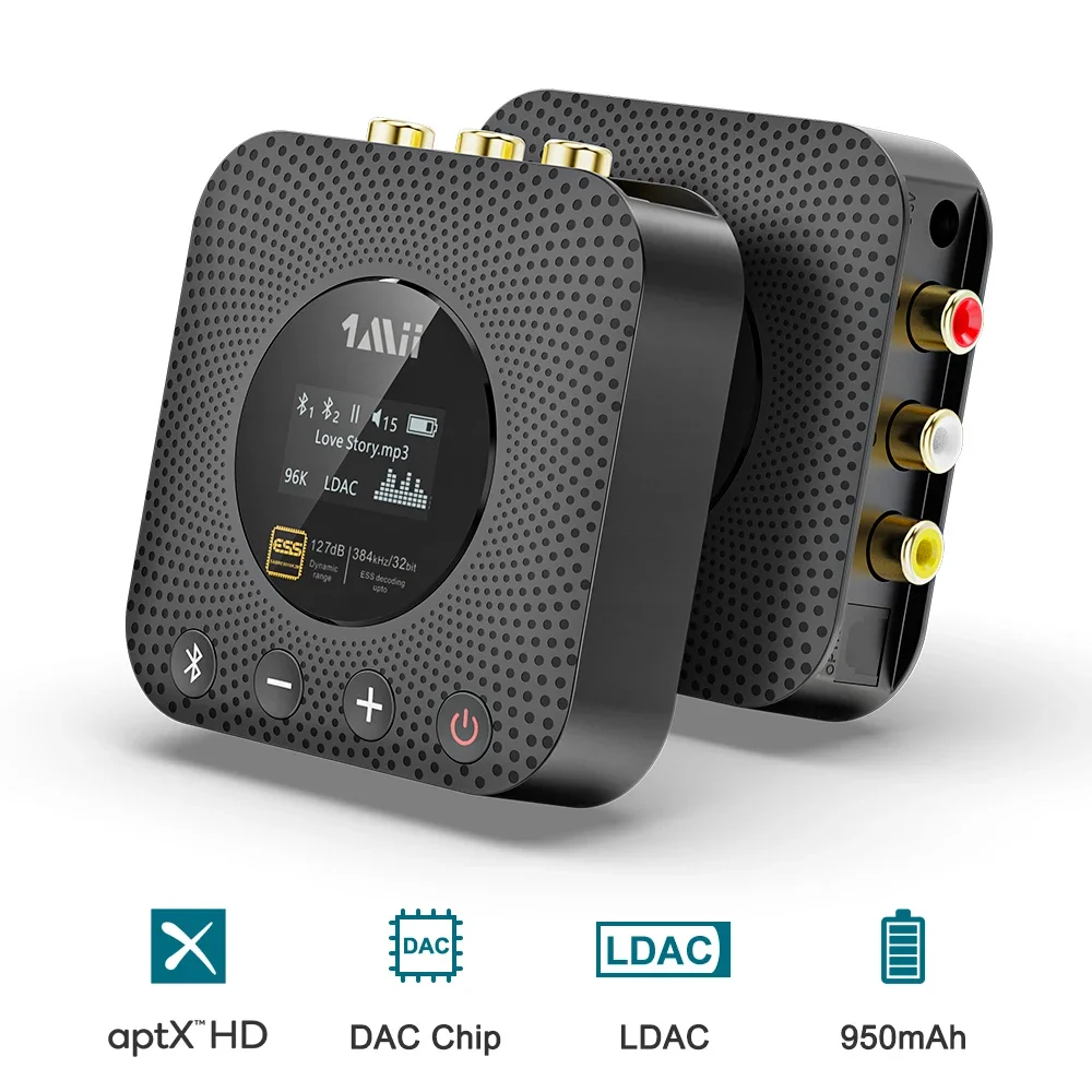 Hi-Res LDAC Bluetooth 5.1 Receptor de Música com Display OLED, Adaptador de Áudio Sem Fio, Receptor AV, Amplificador, 1Mii B06HD Plus, 2023