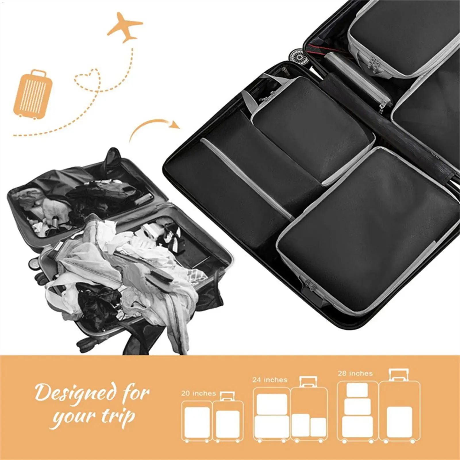 Compression Packing Cubes 4 Piece Packing Cubes For Travel Compression Vacuum Carry Bags Reusable For Suitcase Flight Luggage