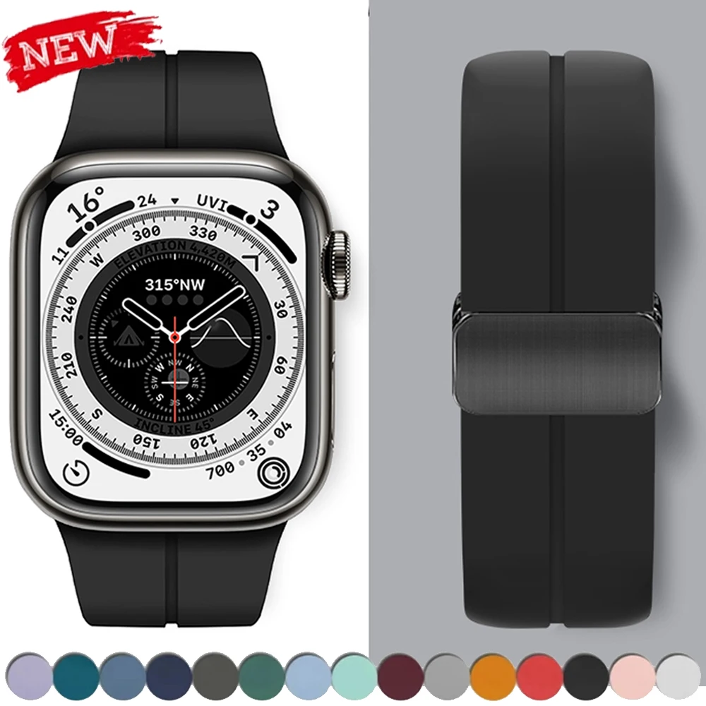 

Поп-магнитный ремешок для Apple Watch Band 46 мм 44 мм 45 мм 49 мм 40 мм 41 мм 42 мм 45 мм Силиконовый браслет для IWatch Ultra Series 9 7 8