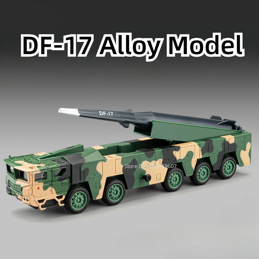 1:50 Dongfeng 17 Missile Launch Toy Car Models Alloy Diecast Sound Light Simulation Military Engineering Vehicle Gifts for Boys