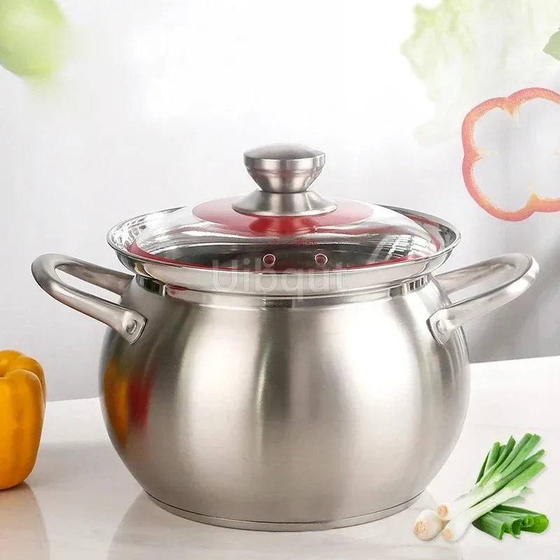 

304 stainless steel Thickened soup pot New design General use of gas in induction cooker for porridge and soup big cooking pot