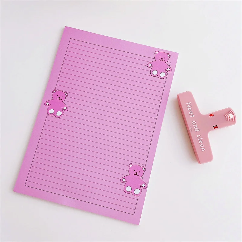 Korean Ins Cartoon Cute Bear Memo Pad B5 Student Kawaii Diary Study Draft Notebook Loose-leaf School Stationery 30 Sheets