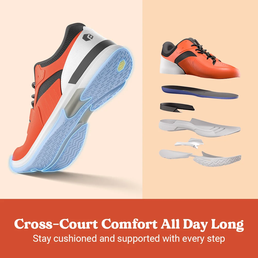 FitVille Men‘s Pickleball Shoes Comfortable EXtra Wide Sneakers All Court Tennis Shoes with Arch Support for Plantar Fasciitis view 4