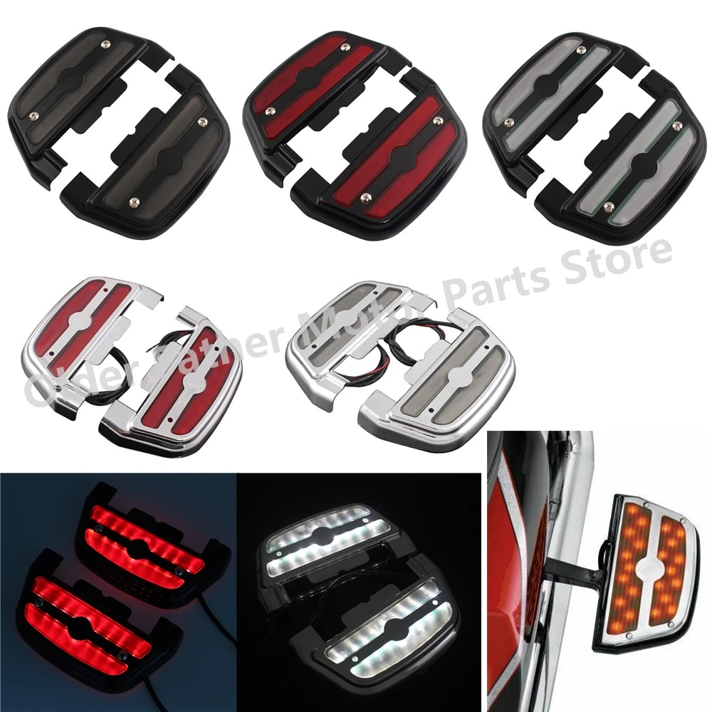 Akcesoria motocyklowe LED Light Tylne podnóżki Podnóżek pasażera Pokrowce na deskę podłogową do Harley Davidson Touring Glide Trike