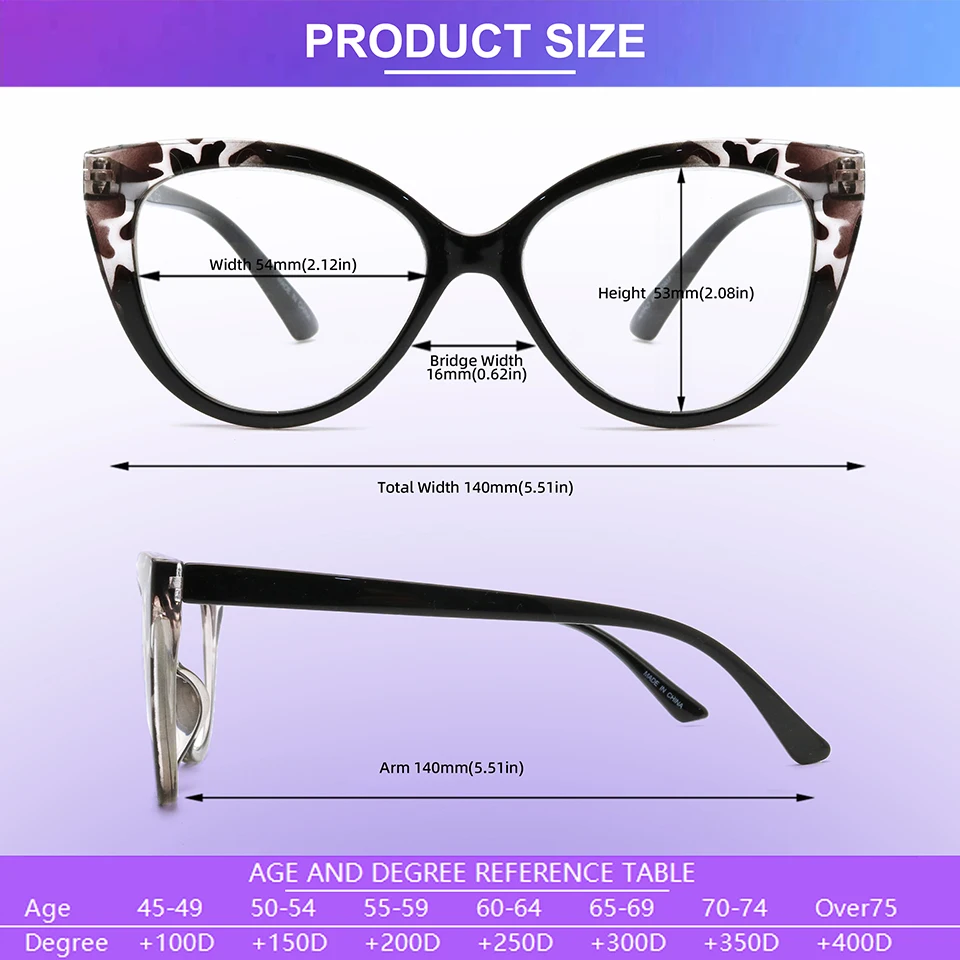 BEGREAT Cat Eye Reading Glasses Trendy Luxury Design Presbyopia Eyeglasses Anti-blue Light Glasses +1.25 +1.75 +2.75