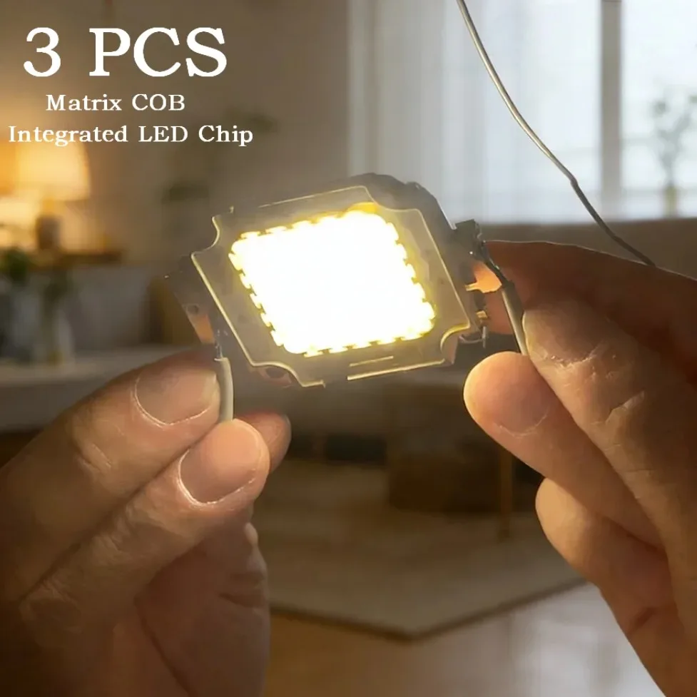3pcs DC12-36V Matrix Integrated COB LED Chip 10W 20W 30W 50W 100W White/Warm Light LED Beads for DIY Floodlight Spotlight Bulb