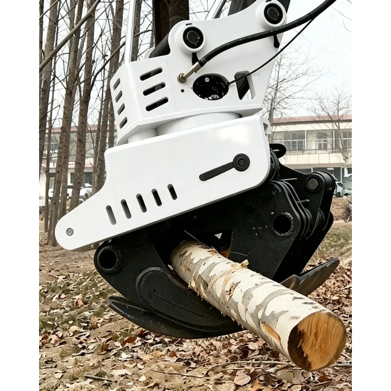 Hydraulic Excavator Attachment Wood Grapple Saw Log Cutter Clamp Saw with Chain 360 Degree Rotating Tree Cutting Grab Saw
