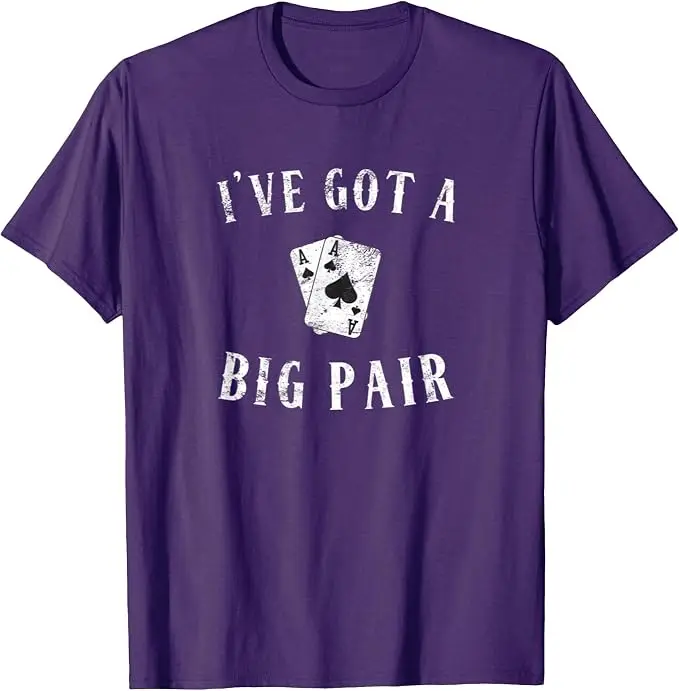 Poker-T-Shirt mit Aufschrift „I've Got A Big Pair“ – Lustiges Casino-Karten-T-Shirt für Väter mit zwei Kindern – Y2K Poker-Star Grafik Herrenmode Spruch-T-Shirt – Persönlichkeit – Detail 9