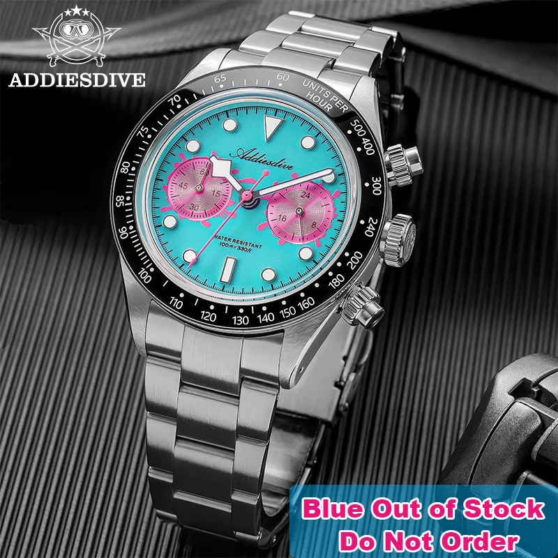 

ADDIESDIVE AD2520 VK64 Men's Watch Multifunction Chronograph Quartz Watches Colorful relógio masculino Ceramic Bezel Male Clock