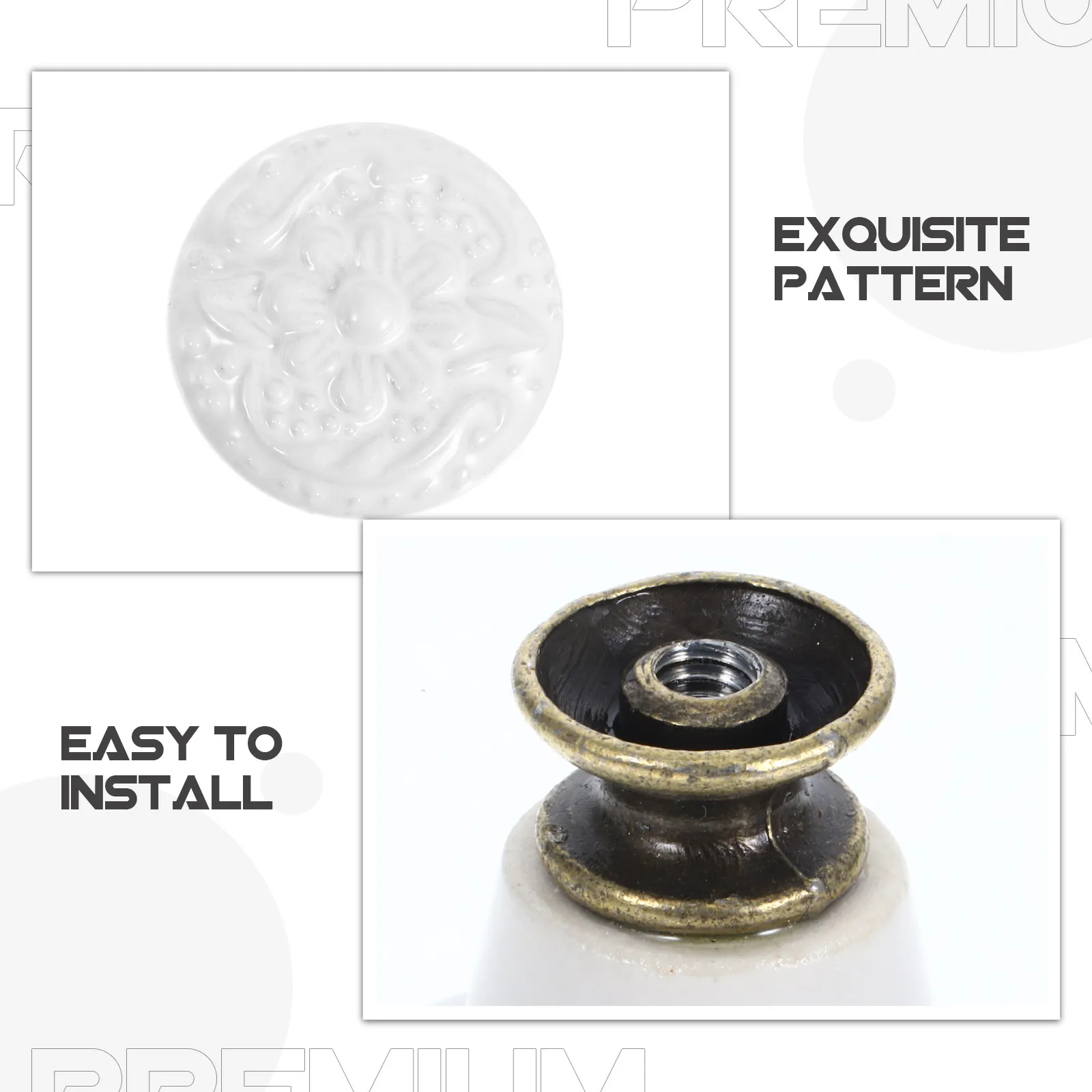 8Pcs Vintage Ceramic Drawer Pulls Cabinet Knobs Retro Kitchen Dresser Handles Decorative Door Knobs Stylish Comfortable Grip