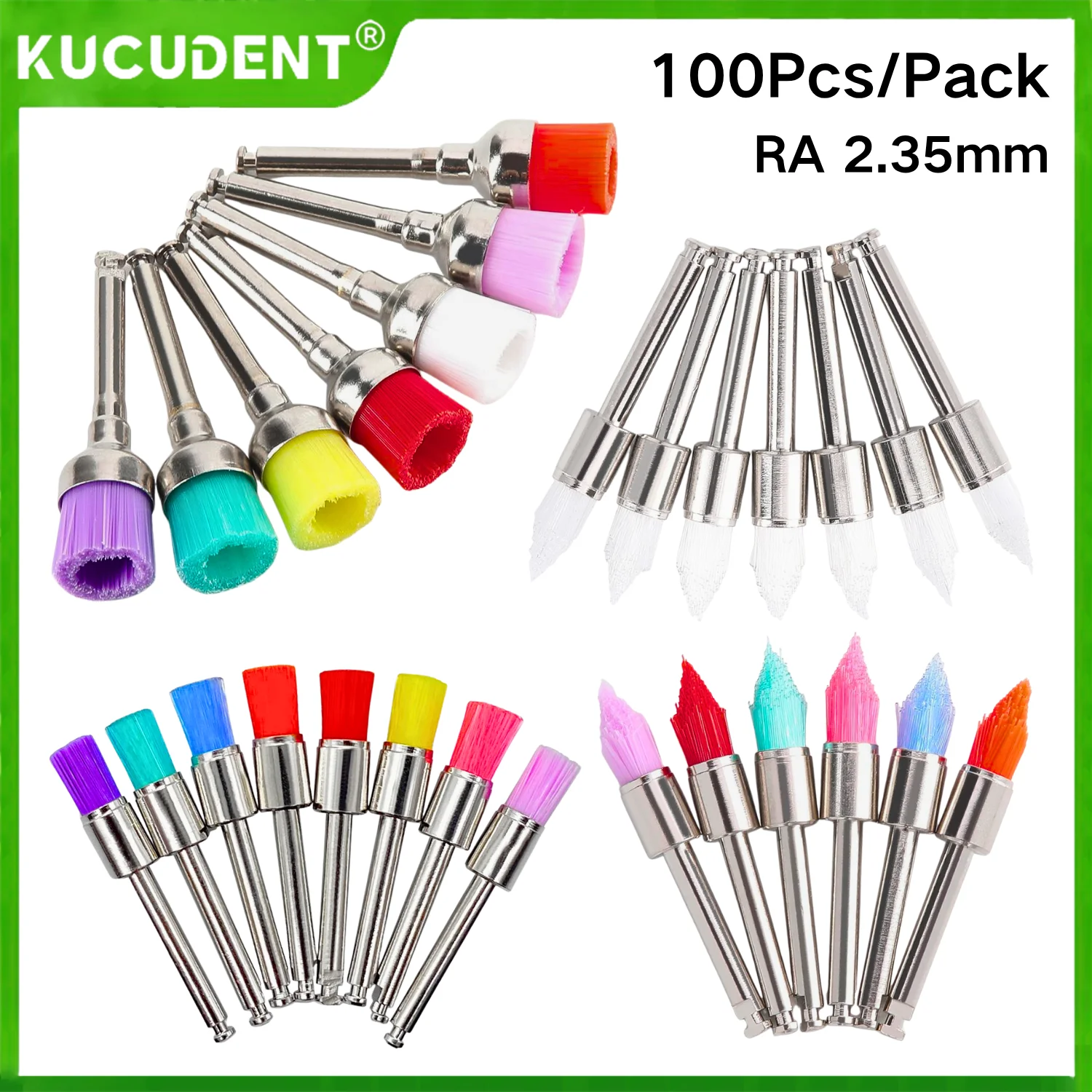 

100pcs Dental Nylon Polishing Brushes Bowl Shape Mixed/Colorful Prophy Prophylaxis Brushes Head For Contra-Angle Handpiece