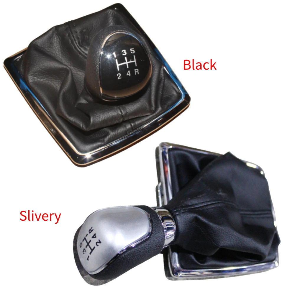 

5 Speed MT Car Gear Shift Knob Lever Shifter Gaiter Boot Cover for ford focus 2009-2011 black silvery 7M5R7H409AAA 7M5R7H409AKA