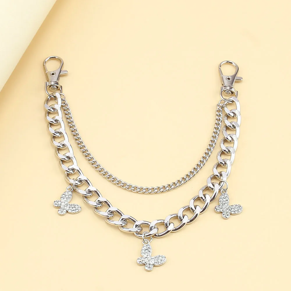 Bag Chain DIY Itabag Decoration Accessories Double Layer Silver Metal Chain Strap For Bags Butterfly Heart Stars Hanger