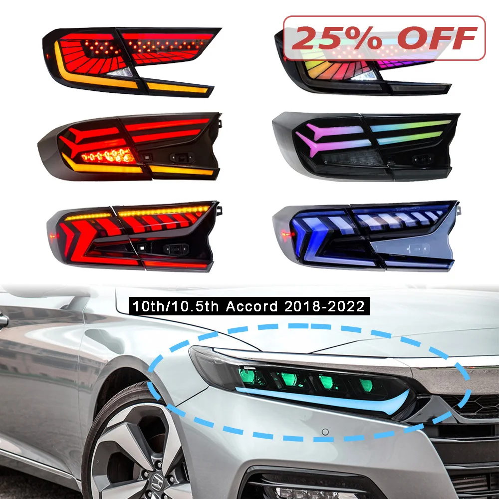 LED Taillights 2017-2024 Car Rear Lamp Headlights Headlamp Tail Light For Honda Accord Inspire 10th 10.5th 11th Gen RGB