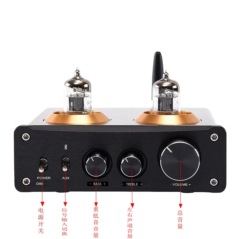 DC24-32V 105W*2+210W 2.1 Channel HIFI Fever TPA3221 6J1 Tube Preamplifier Bluetooth 5.0 QCC3034 Digital Home Audio Amplifier