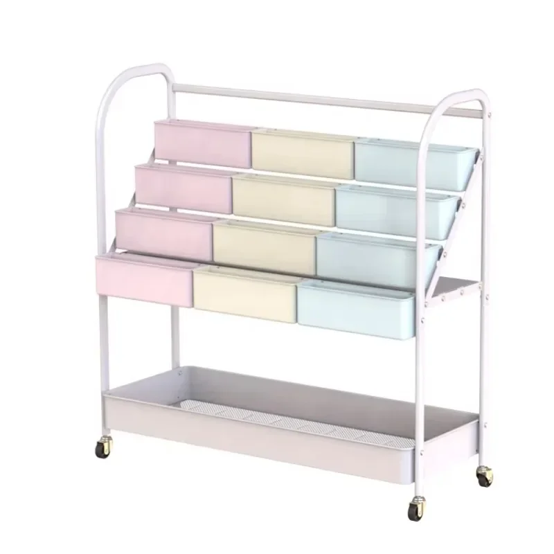 

Children's multi-functional cartoon plastic storage box assembly organizer metal storage 5-layer toy storage rack