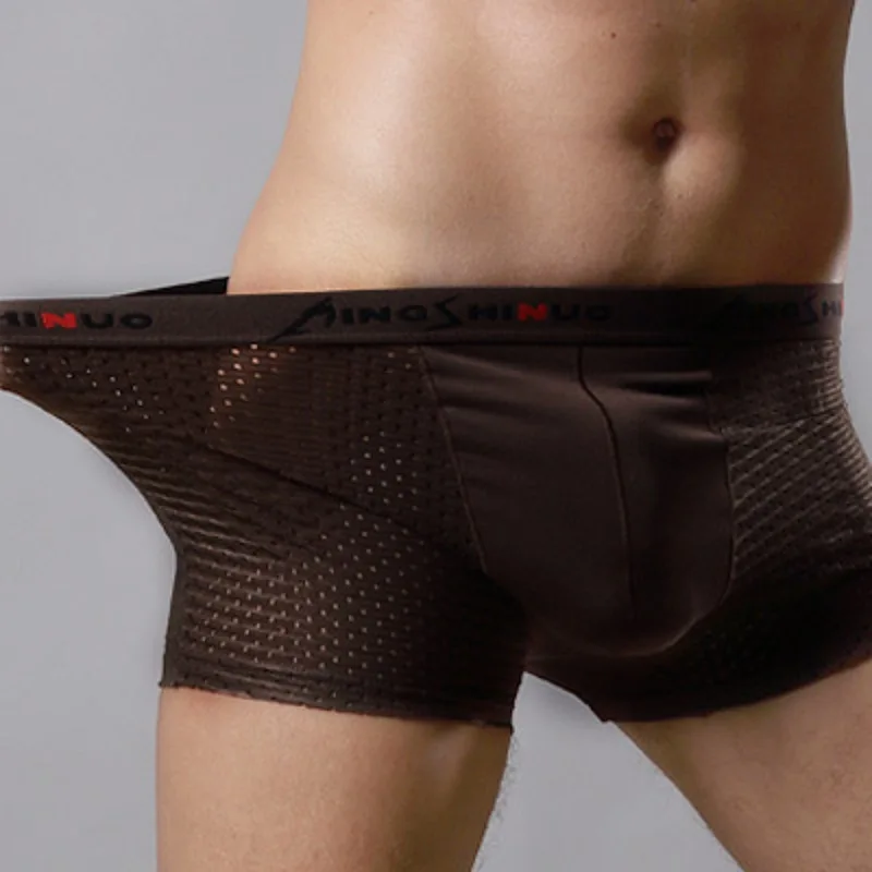 Boxer Briefs Underwear Hollow L-4XL Large Size Mesh Sexy Shorts Trunks 1pcs Comfortable Graphene Hight Quality